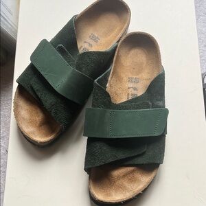 Birkenstock Kyoto Dark Green Suede Nubuck Sandals Adjustable Strap 40 / 9-9.5